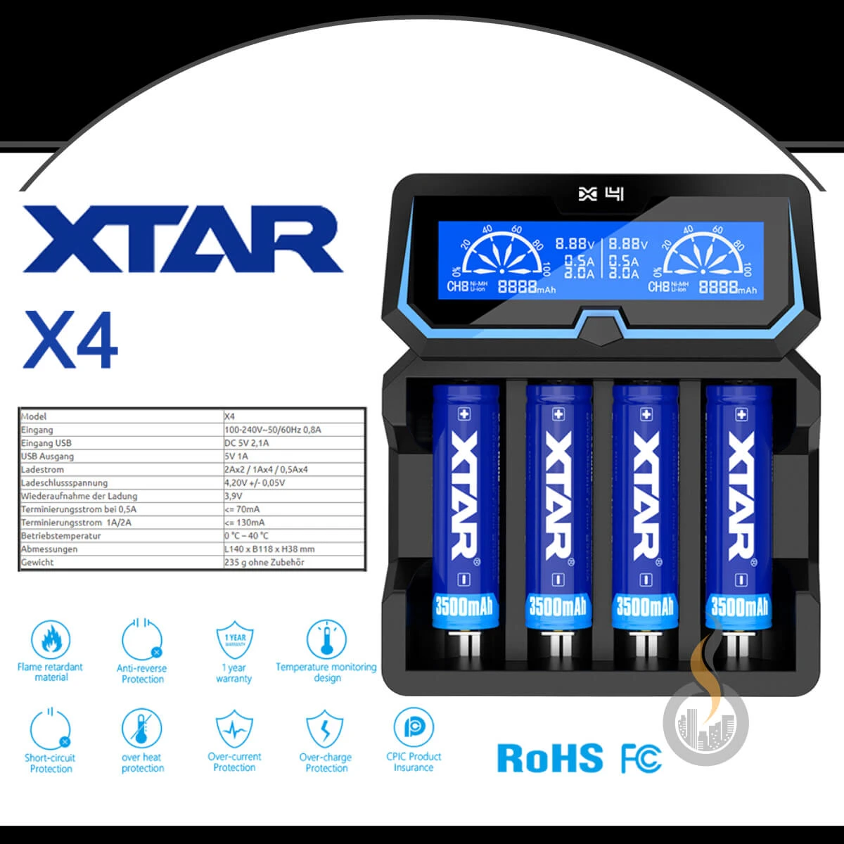 Xtar X4 Ladegerät Für Vier Akkus (4-Schacht) 5 Xtar X4 Ladegerät Für Vier Akkus (4-Schacht) – Bild 5