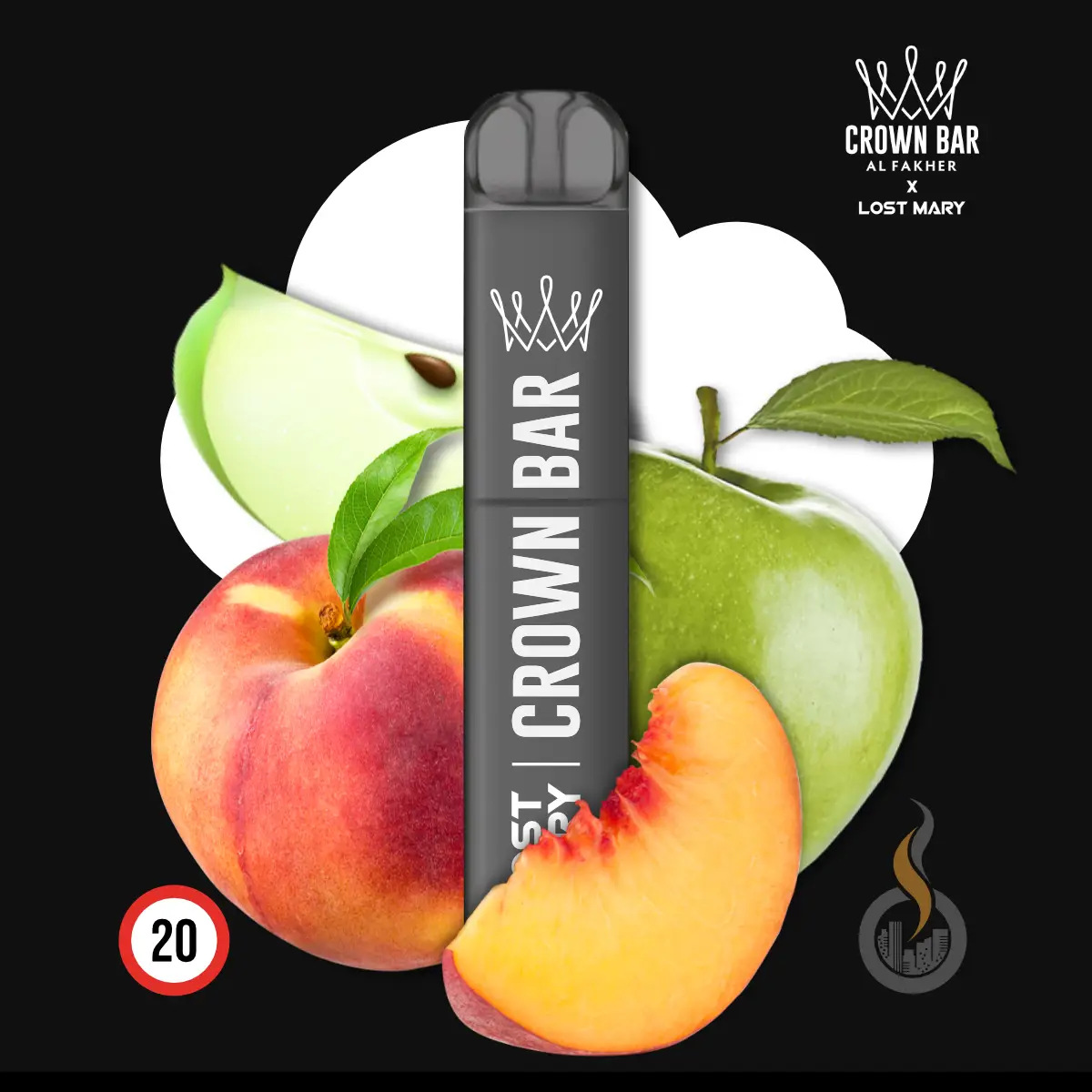 Crown Bar By Al Fakher X Lost Mary Peach Green Apple 1 Crown Bar By Al Fakher X Lost Mary Peach Green Apple
