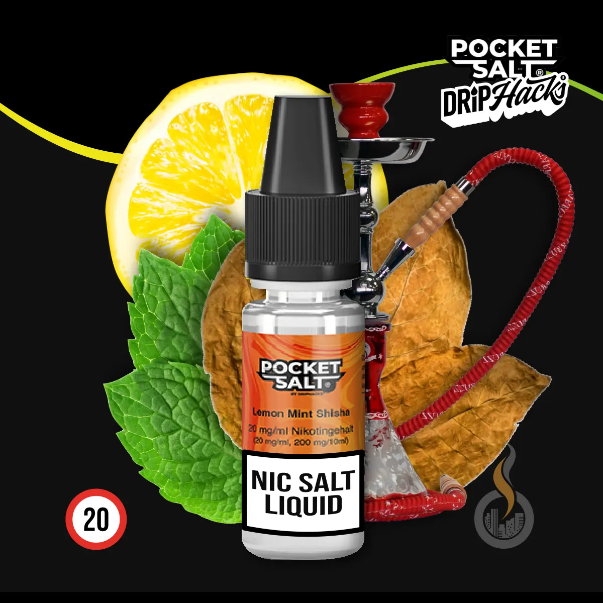 POCKET SALT Nikotinsalz Liquid Lemon Mint Shisha - 10 Ml 1 POCKET SALT Nikotinsalz Liquid Lemon Mint Shisha - 10 Ml