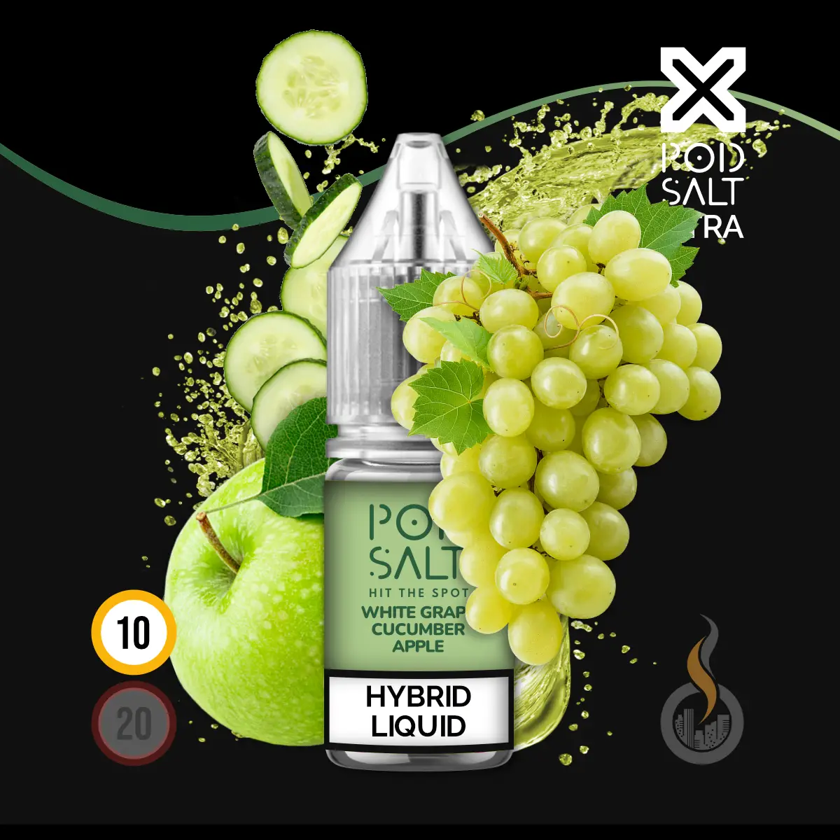 POD SALT XTRA White Grape Cucumber Apple Liquid - 10 Ml 1 POD SALT XTRA White Grape Cucumber Apple Liquid - 10 Ml